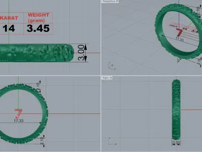 Wedding band Antique Vintage Flower engagement ring 3D print model