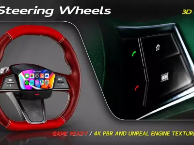 15 Steering Wheel  Low-poly 3D model