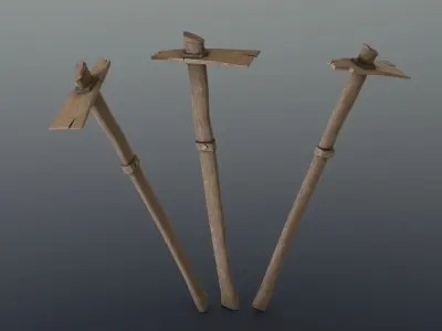 Hoe - Wood Low-poly 3D model