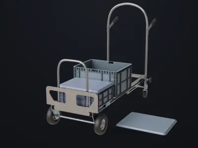 Convertible Hand Truck Steel  All PBR Unity UE Textures Low-poly 3D model