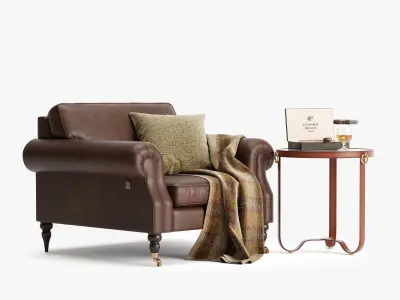 Armchair of Grandpa Low-poly 3D model