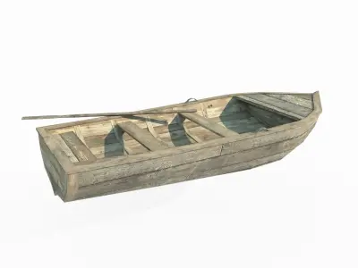Small wooden boat 3D model