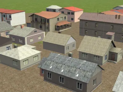 Pack of 43 Private Houses in Baltics Low-poly 3D model