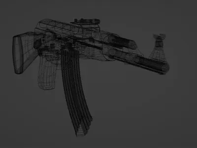 AK-47 Model Mid-Poly Rigged 3D model