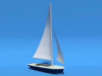 Low Poly Cartoon Flying Scot Dinghy Sailboat Low-poly 3D model
