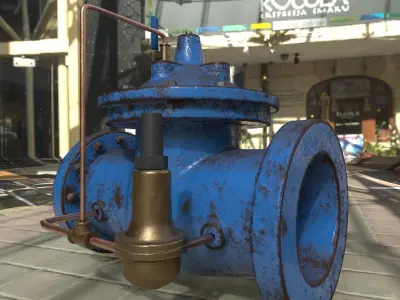 hydraulic pipes and valves Low-poly 3D model