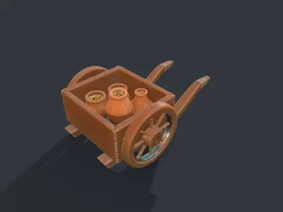 Stylized Wheelbarrow Low-poly 3D model buy