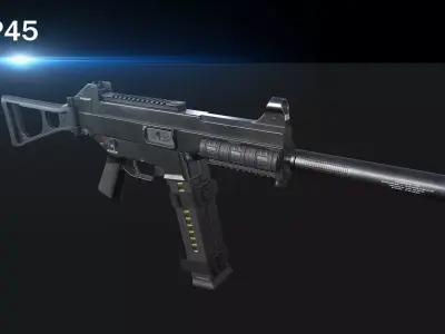 UMP45 gun Low-poly 3D model