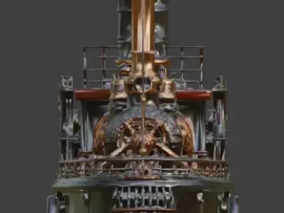 Steampunk Industrial Land-Ship 3D Model Low-poly 3D model