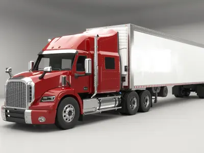  Generic Semi Truck Sleeper Cab and Refrigerated US Trailer 