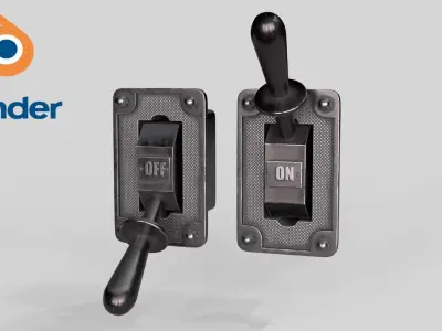 Industrial Power Switch Low-poly 3D model get