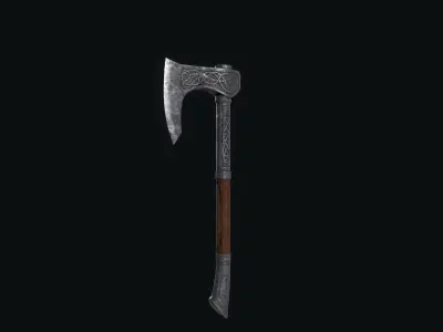 Eivors Axe and Shield Low-poly 3D model