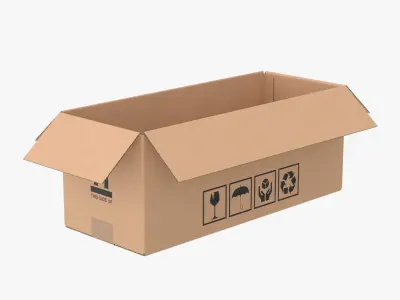 Cardboard Box 50x20x20 Open 3D model