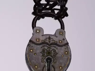 Cage Big Lock Low-poly 3D model