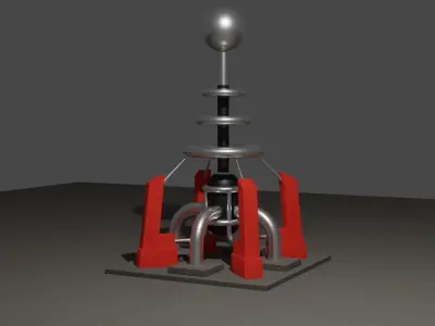 Tesla coil turret Low-poly 3D model