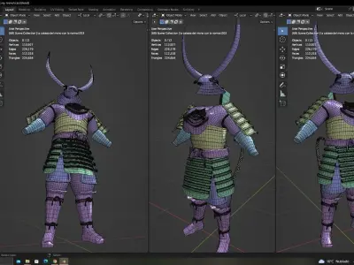 character samurai bloody  var 1 3D model