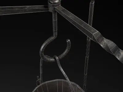 Campfire cooking tripod  Low-poly 3D model