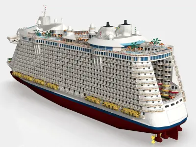 Passenger Ship Low-poly 3D model
