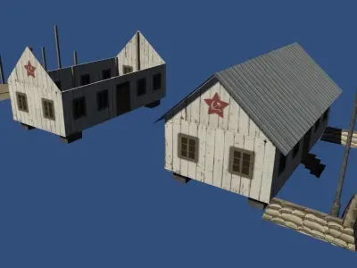 Soviet Barracks from World War 2 Low-poly 3D model