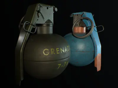 M67 Fragmentation and M69 Practice Grenades Low-poly 3D model
