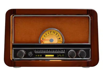 Vintage Wooden Radio Receiver Low-poly 3D model