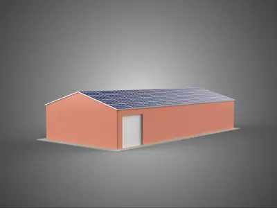 SOLAR PANEL ROOF PV POWERED SHED WAREHOUSE STOREHOUSE DEPOT BARN 3D model