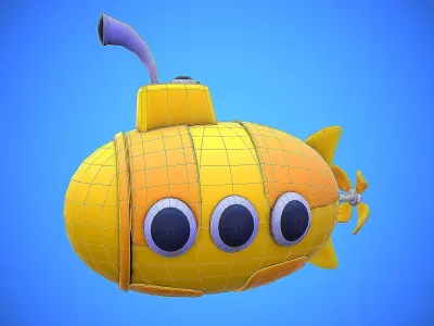 SUBMARINE CARTOON STYLIZED Low-poly 3D model