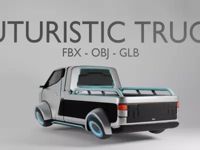 Futuristic Truck 3D Model - Electric Vehicle - FBX OBJ GLB 3D model
