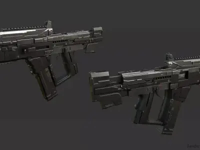 Sci-fi SMG2 Low-poly 3D model