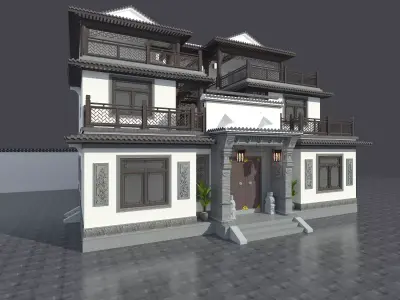 Chinese architecture Low-poly 3D model buy