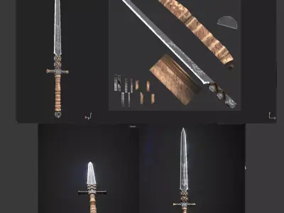 Medieval Sword low poly Low-poly 3D model