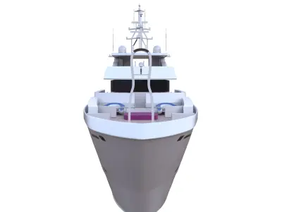 Modern Luxury Yacht 3D Model With Pool Deck Quad Topology PBR Low-poly 3D model