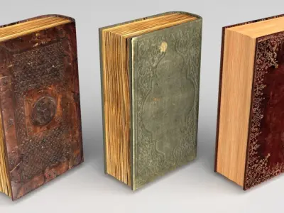 Low Poly Books old book with writing Low-poly 3D model