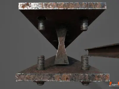 Metal beam Factory Version 001 Low-poly 3D model