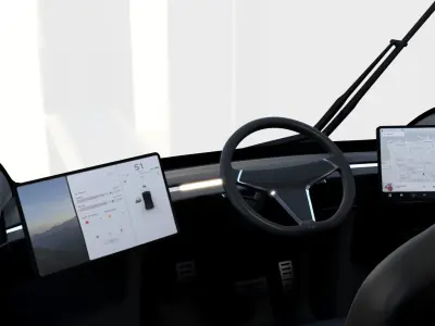 Tesla Truck with Interior and Trailer Blue 3D model