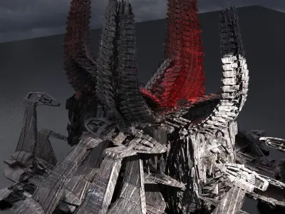 Alien Spine Tower City 4 3D model