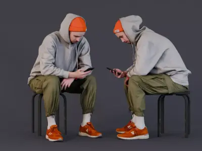 Reader in the Subway 3D model