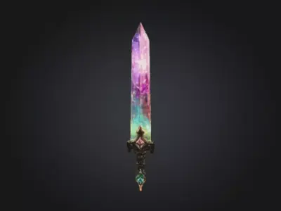 Mystic Prism Blade Fantasy Crystal Sword Low-poly 3D model