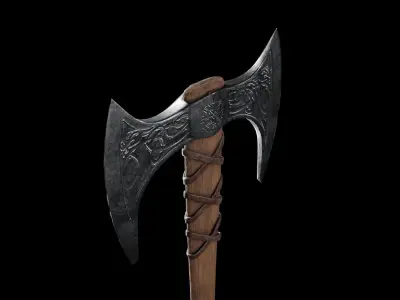 Viking Battle Axe PBR Low-poly 3D model