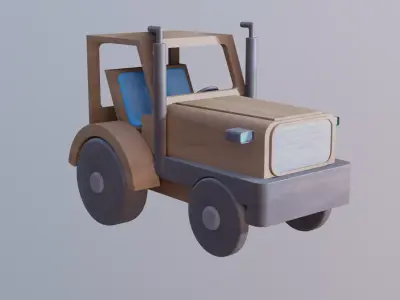 WOODEN TRACTOR TOY - RogueFilmProductions Low-poly 3D model