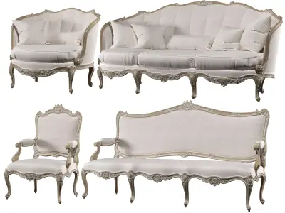 kosovart french sofa and armchair 3D model
