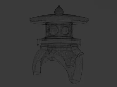 Japanese Stone Lantern 3 Low-poly 3D model