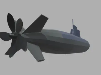 Low Poly Submarine 01 Low-poly 3D model