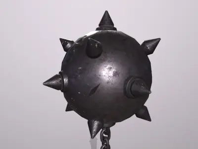 hammer 3 metal hook with chain Low-poly 3D model