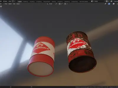Industrial Flammable Barrel  Clean Rusty PBR 3D model