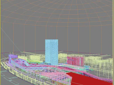Architecture city near water 3D model