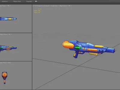 Cartoon toy water gun - blue plastic pistol Low-poly 3D model
