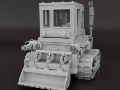 Vehicle with Guns Low-poly 3D model