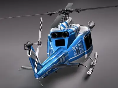 police bell 412 helicopter 3D model