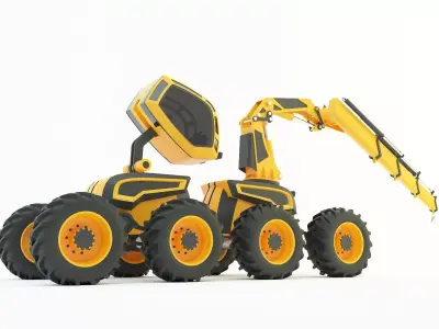 Feller Buncher forest all-terrain vehicle 3d model 3D model